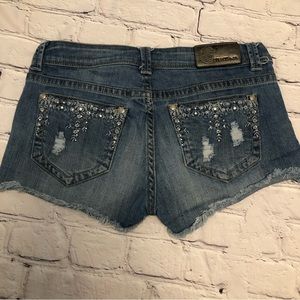 Grace in LA Rhinestone Jean Shorts SZ 28
